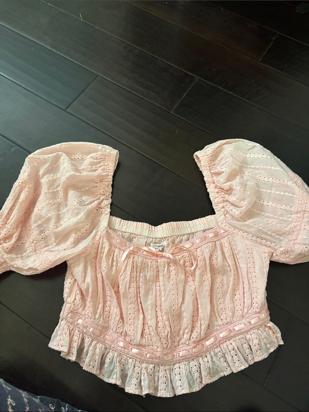 Tularosa Romantic Lace-Trim Elastic Waist blouse